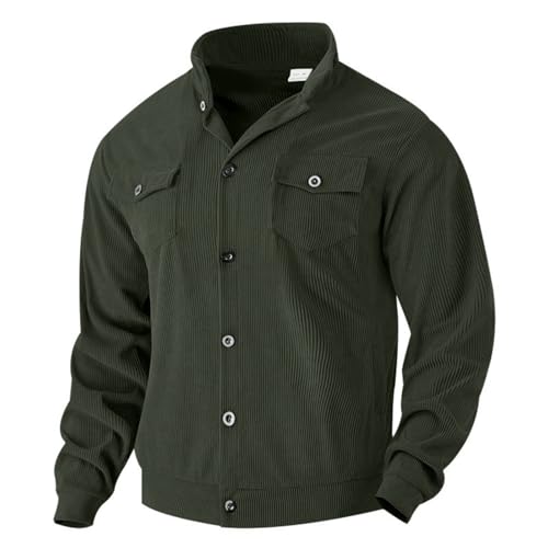 Mens Jacket Heavyweight Corduroy Button Down Stand Collar Fall Winter Coat - image 4