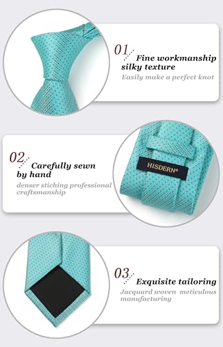 Image of HISDERN Polka Dot Ties for Men Classic Silk Ties and Pocket Square Formal Business Necktie Handkerchief Wedding Party