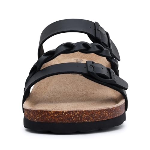 Image of KIDMI Women's Cork Footbed Sandals with Arch Support Comfortable Slip-On Slide Sandals With Adjustable Buckle for Summer