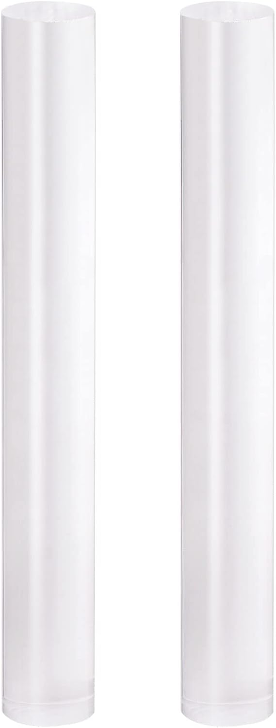 HARFINGTON 2pcs Acrylic Clay Roller 8 Inch x 1 Inch Solid Non-Stick Plastic Round Tube Roller Polymer Clay Rod Fondant Rolling Pin for Shaping, Sculpting, Modeling DIY Crafts, Transparent