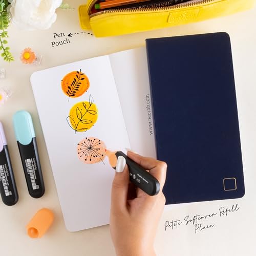 Image of NEORAH - PETITE Notebook SOFT COVER | Organiser REFILL | Unruled Notebook Journal | 110 GSM | 160 pages (Size 21.0 cm x 10.5 cm) Journaling Writing Note Taking Diary, Travellers Journal- DRAK BLUE