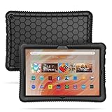 Fintie Silicone Case for All-New Fire HD 10 Tablet (13th Generation, 2023 Release) - [Honey Comb] Light Weight Shock Proof Back Cover for Fire HD 10 2023, Black