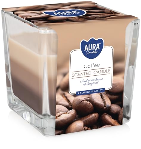 DREIFARBIGE DUFTKERZEN IM GLAS, Duft:Kaffee