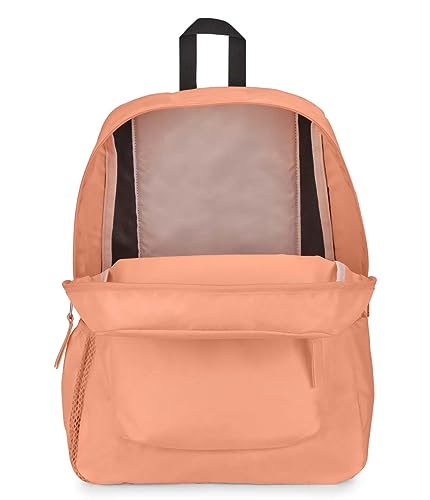 Image of JanSport Cross Town Backpack 17 inch x 12.5 inch x 6 inch - Simple Bag for Everyone with 1 Main Compartment, Front Utility Pocket - Premium Class Accessories - Peach Neon