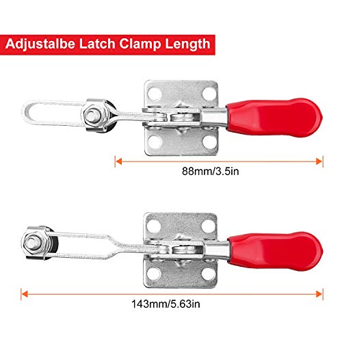 Seuenelf AOUS-TOGGLECLAMP-201B-6P-200820 6Pack Hand Tool Toggle Clamp, 201B Antislip Red Horizontal Toggle Clamp, Quick Release Hold Down Latch thumb #3