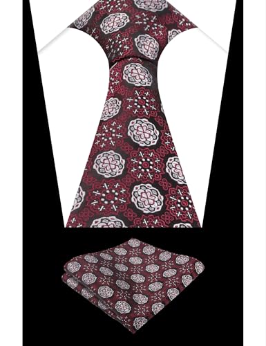 Image of Alizeal Mens Vintage Solid Plaid Tie with Pocket Square 3.15inches Necktie Set