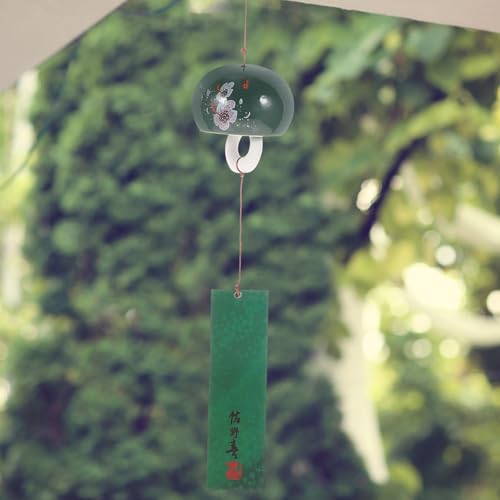 Carillón de viento japonés de cerámica verde para decoración exterior 8