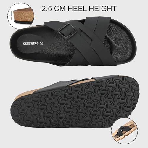 Image of Centrino Mens Cushion Sliders /Slippers|Berkin-Style Slip-On Sandals | Open Toe Design | Soft PU Footbed | Lightweight & Comfortable | Arch Support | On-Grip Sole | Casual Outdoor Wear (6868)