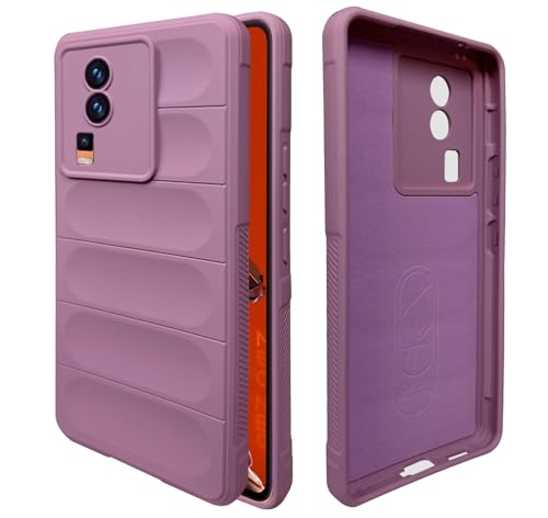 Image of A rtistque Liquid Silicone Stripes Back Cover Case for iQOO Neo 7 5G / iQOO Neo 7 Pro 5G | with Camera Protection | with Inner Fabric | Anti Slip Grip | AirBag Case - Purple