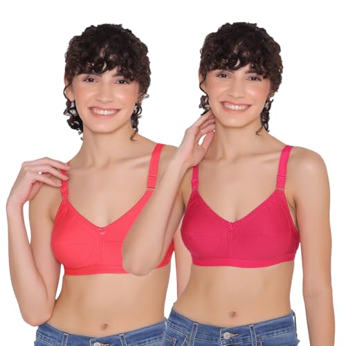 Image of INKURV Full Coverage Cotton Bra for Heavy Bust| Minimizer Bra for Women| Anti-Sagging Breast Lift Up| Non-Wired| Non-Padded Daily Use Bra for Ladies| Combo of 2
