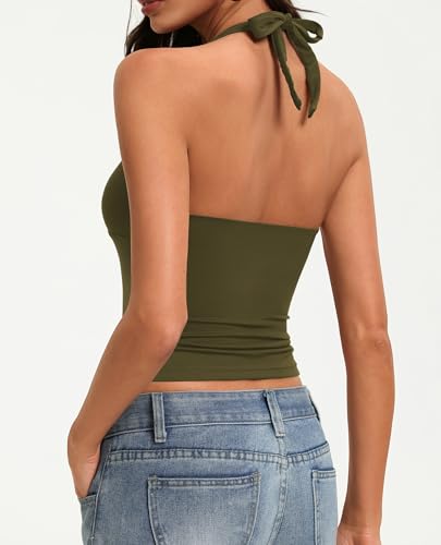 Image of Avidlove Women's Halter Top Deep V Going Out Tops Double Lined Sexy Backless Summer Crop Tank Top