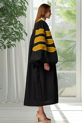 Image of MyGradDay Unisex Deluxe Graduation Doctorate Robe with Gold Piping Available for Customization