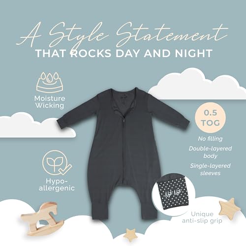 Image of Nyte Nyte Baby- 0.5 TOG SnuggleSack Sleep Sack Rumper W Sleeves, Adjustable Feet Cuffs & Anti-Slip Grip