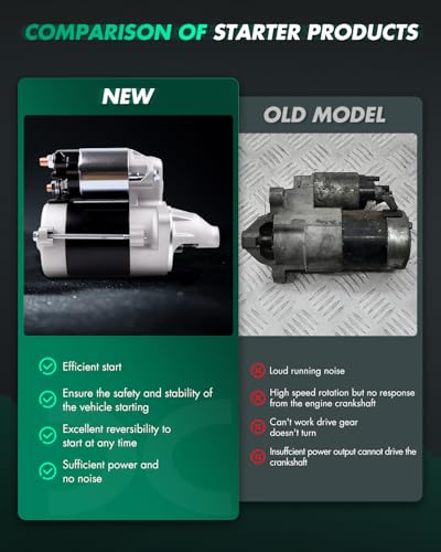 Image of SCITOO Starter Motor 18404 SND0132 VBombardier Sarasota 1000 2005 for JOHN DEERE AMT622 Transporter 1988-1990 AMT626 Transporter 1990-1992 Bunker Field Rake 1200 1200A 0.3kW /12V CW 9-Tooth Spline