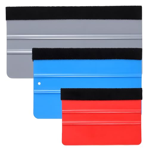 3 Pcs Vinyl Wrap Squeegee of Different Sizes, Felt Squeegee Vinyl Wrap Scraper Tool Plastic VinylSqueegee Wallpaper Smoothing Tool for Wallpaper, Decal Sticker, Window Tint Universal Car Accessories