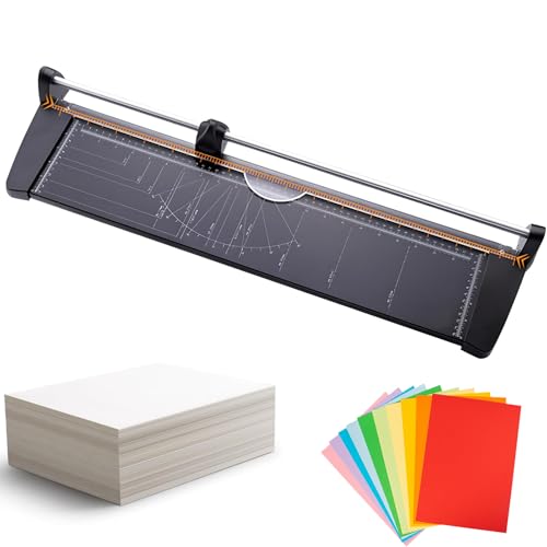 Cortadora de papel manual, resistente de 60 cm, corte de precisión de 1 mm para hasta 10 hojas, base de metal duradera para papel kraft y cartulina