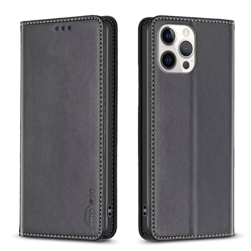 FMPCUON Lederhülle Kompatibel mit Huawei Mate 60 Pro/Mate 60 Pro Plus Hülle,Flip Wallet Handyhülle PU Leder Tasche Hülle Kartensteckplätzen Schutzhülle,Schwarz