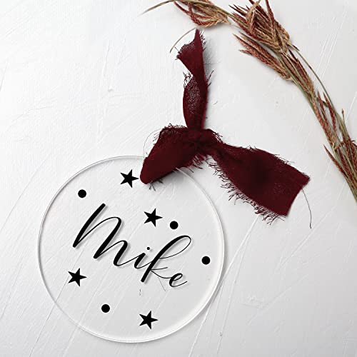 Acrylic 2022 Christmas Ornament, Clear Round, 2-3/4", Diy Name Place Card, Perfect For Craft, Wedding & Party Decoration, 2.75 Inches, 4Mm Extra Thick #TOP5