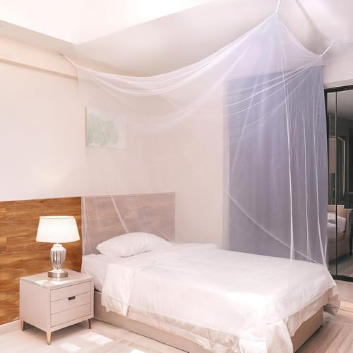 Sekey Moskitonetz für Einzelbett 100 x 220 x 200 cm, 220 Mesh Feinmaschiges Mückennetz Bett, Keine Eingänge, Fliegennetz Moskitonetze mit Spreizschrauben für Reise und zu Hause Indoor Outdoor Camping