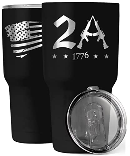 2A 2nd Amendment 30oz Patriotic Tumbler - American Flag Tumbler Travel Mug - Patriotic Coffee Travel Mug - Double Insulated 30oz Tumbler - Engraved in the USA - (2A 2nd Amendment)
