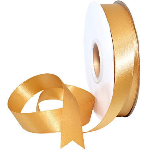 Image of Morex Ribbon 088 Double Face Satin Ribbon, 7 /8 Inch by 50 Yards, Old Gold