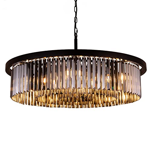 Wellmet Crystal Chandeliers for Dining Room,9 Lights Modern Black Crystal