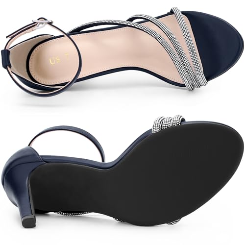 Allegra K Women's Open Toe Rhinestone Strappy Stiletto Heels Sandals4