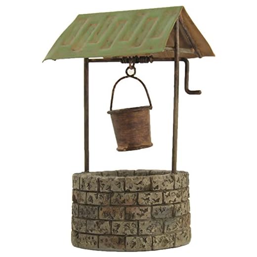 Unbekannt Miniatur Garten, Steinbrunnen mit Metalldach Höhe ca. 13cm