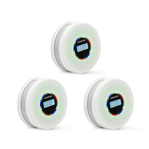 JuzhiAnn Upgraded Version Smoke Carbon Monoxide Alarm Detector, Battery-Operated Smoke and CO Alarm with Digital Display, Carbon Monoxide Detectors&Smoke Detector (3Pack)