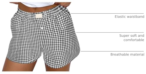 Image of Womens Y2k Plaid Shorts Women Cute Lounge Pajama Sleep Comfy & Casual Gingham PJ Boxer Shorts