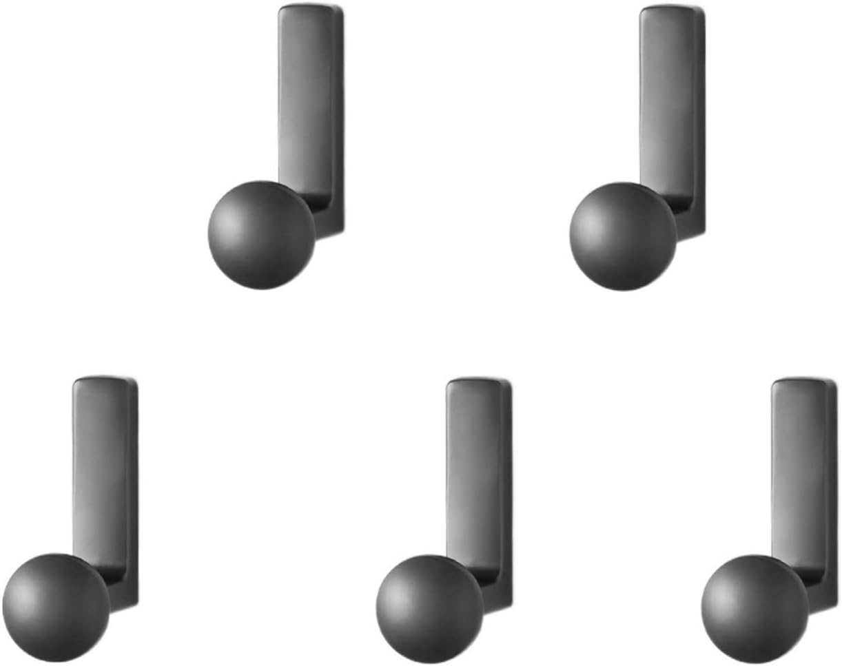 Coat Rack Wall Mount 5 PCS Pearl Black Wall Hooks Clothes and Towel Hooks Bathroom Coat Hangers Bathroom Accessories Home Decor Accessories Wall Coat Hook