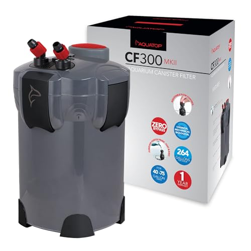 Aquatop CF-300MKII 3-Stage 264 Gph Canister Filter With Super Quiet Vortex Easy Prime – 55W Power For Up To 75-Gal cover