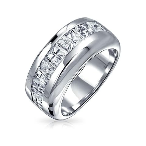Unisex Sterling Silver CZ Wedding Band Cover