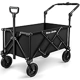 BEAU JARDIN 150L Collapsible Folding Wagon Cart 330lbs Foldable Push Pull Wagon All Terrain 360° Rotating Wheels Heavy Duty Utility Garden Beach Wagon with Push Handle Sports Shopping Camping