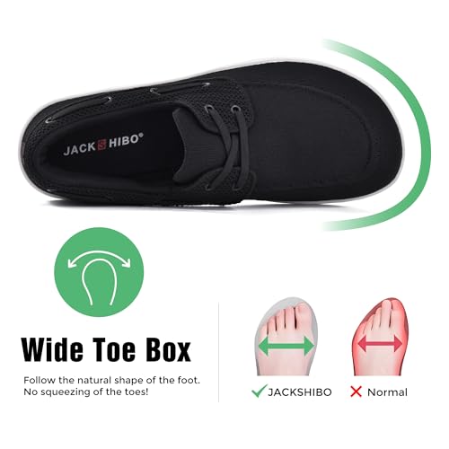 JACKSHIBO Tênis de corrida masculino descalço minimalista para Cross-Trainer bico largo e sola zero
