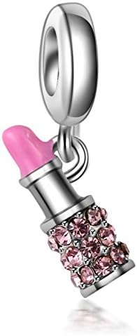 Wesource Creative Lipstick Shape Rhinestone Keychain Bag Pendant Keyring for Girls(Pink)