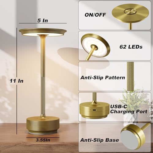 Tbbga Q006 2 Pack Rechargeable Cordless Table Lamps, Portable 5000Mah Battery Table Light, 3 Color Stepless Dimming Led Table Light With Memory Function, For Outdoor/Dinner/Patio/Restaurant. thumb #6