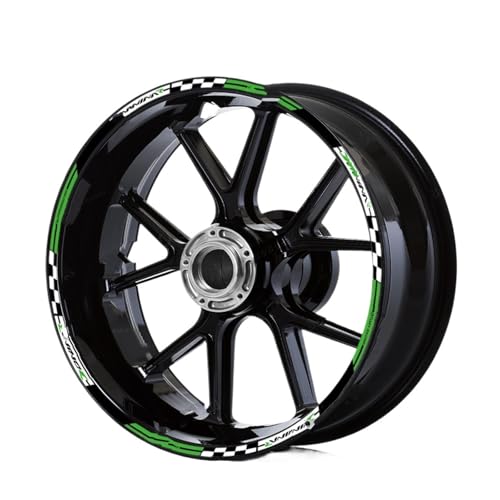 Decals for Bajaj for Pulsar for RS 200 for NS 125 150 160 for N250 Motorcycle Wheel Reflective Sticker 17 Inch Rim Decal Wheel Stickers(Green)