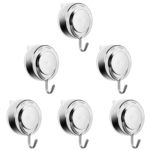 Piashow 6 ganchos con ventosa de acero inoxidable, extrafuertes, 5 kg, resistentes al vacío, ganchos para toallas, sin taladrar, para ventanas, cristal, baño o cocina Cover