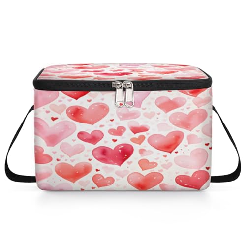 GzLeyigou Pinks Love Heart Lunch Bags for Women Men 9 Cans, Hot & Cold Food Delivery Bag Insulated Grocery Bag Insulated Lunch Box Cooler Bag for Office Work Picnic Beach