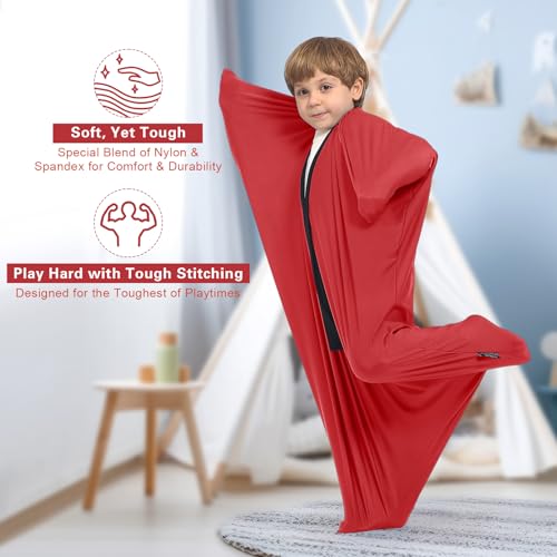 Image of Sensory Body Sock for Adults, X Large Compression Sack 30 * 68 inch, Soft Fabric with Strong Stitching and Snap Closures (Fresh Red)