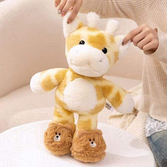 Image of SCOOBA Giraffe Soft Toy with Cute Bear Slippers, Plush Stuffed Animal for Kids, Adorable Cuddly Toy & Gift for Girls and Boys (Charming Giraffe)
