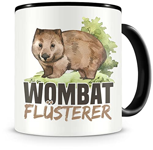 Samunshi® Wombat Tasse mit Spruch Wombat Flüsterer Geschenk für Fans Kaffeebecher Kaffeetasse Lustige Tassen zum Geburtstag schwarz Keramik 300ml