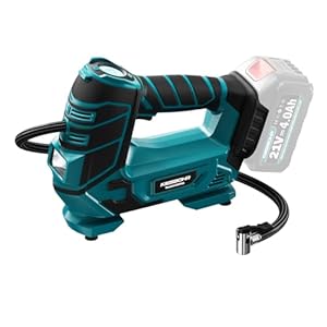 kiesbohr compresseur à air portatif compatible avec makita 18v batterie, 160psi gonfleur pneus voiture avec arrêt automatique,led,kit de valves pour voitures,vélos et ballons(batterie non incluse)