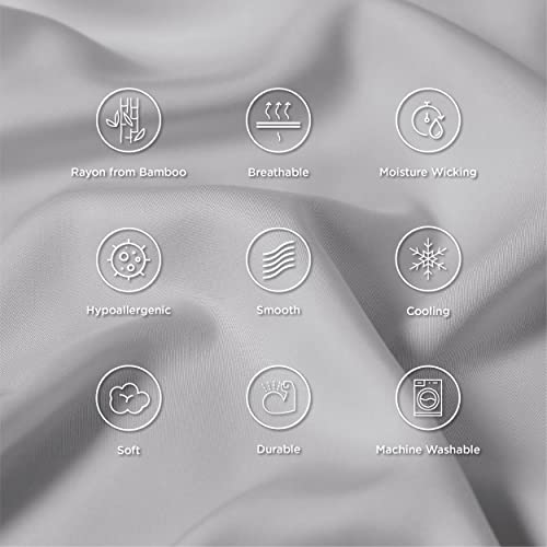 Bedsure Cooling Pillow Cases Standard Size, Rayon Derived from Bamboo Standard Pillowcases Set of 2, Breathable & Silky Soft Cool Bedding Pillow Covers with Envelope Closure, Light Grey, 20x26 Inches
