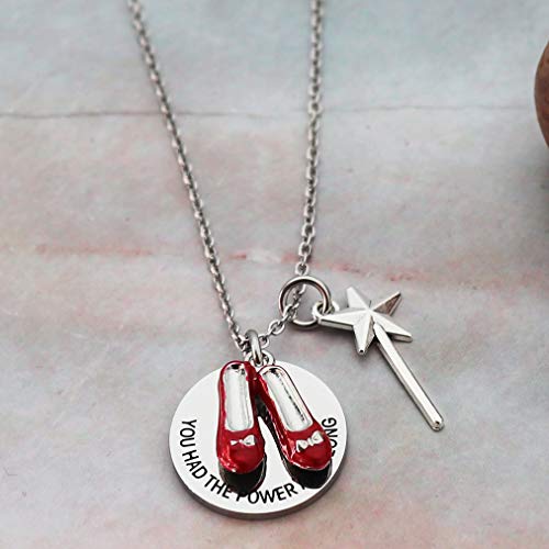 Eilygen Inspirational Gift Wizard of Oz Necklace You had the Power all Along Ruby Red Slippers Pendant Necklace Gift for Her3