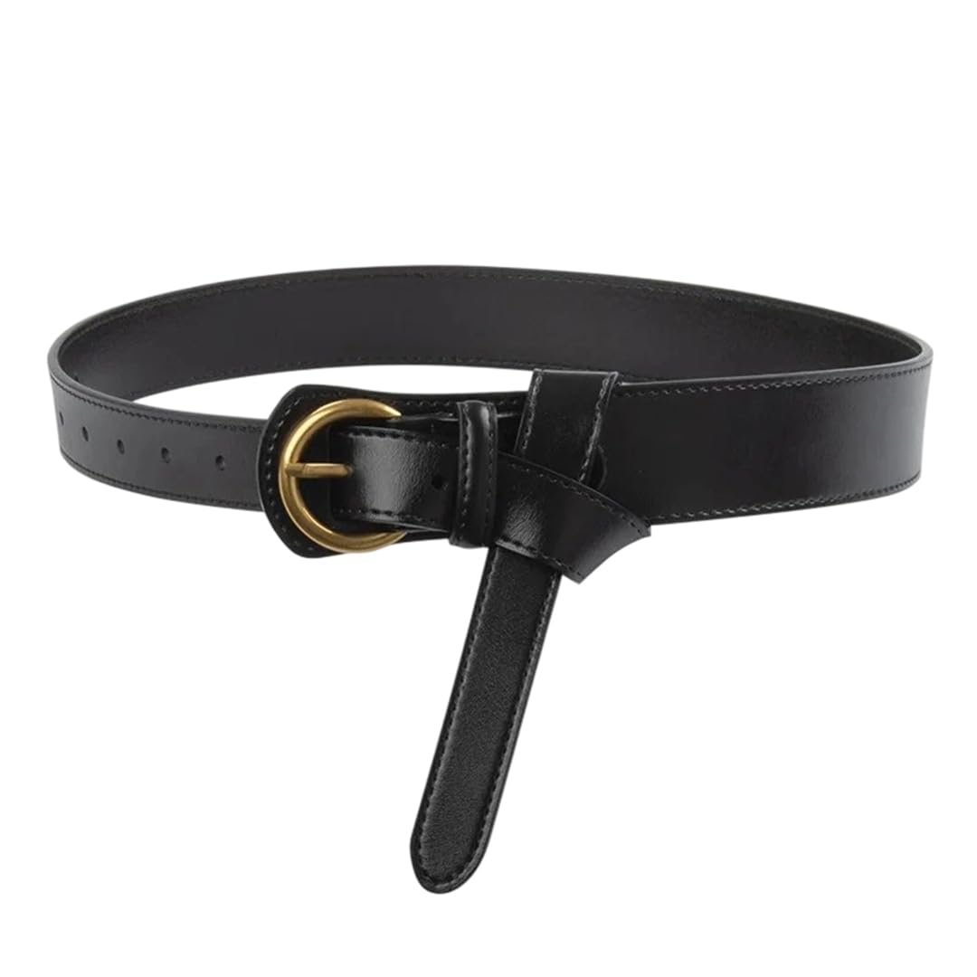 Fnfmrfmr Cinturón ajustable de piel sintética para mujer, con hebilla dorada envejecida, para vestidos, jeans