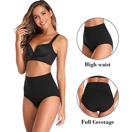 Image of Women's High Waist Cotton Underwear Soft Brief Panties Decorated with Lace Regular and Plus Size