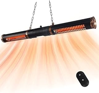 Star Patio Electric Patio Heater, Hanging Patio Heater, Ceiling Outdoor Heater with Remote, 750/1500W Infrared Heater with Cylinder Shape, Sectional & Silent Heating, IP54 Waterproof, STP2566-RMLED-C