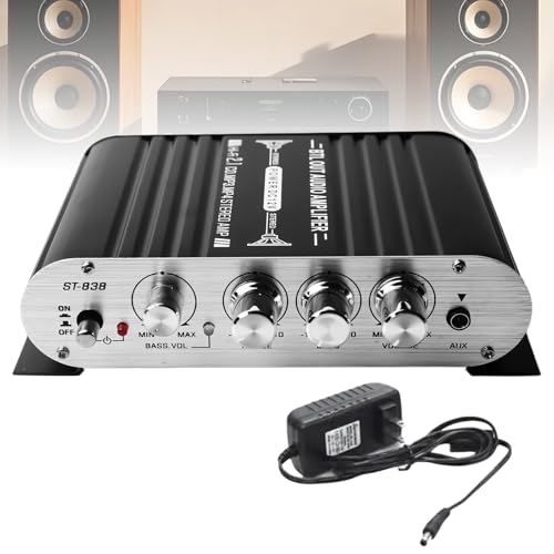 HiFi-Verstärker mit Bluetooth, 2.1CH Stereo Verstärker, RMS 80Wx2+80W ST-838 Mini HiFi Verstärker Subwoofer Ausgang KlasseD, Bass und Treble Regler, Stereo Verstärker Class D 2.0 Kanal HiFi-Verstärker mit Bluetooth, 2.1CH Stereo Verstärker, RMS 80Wx2+80W ST-838 Mini HiFi Verstärker Subwoofer Ausgang KlasseD, Bass und Treble Regler, Stereo Verstärker Class D 2.0 Kanal